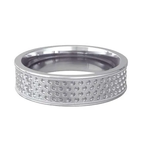 Patterned Designer White Gold Wedding Ring - Complex